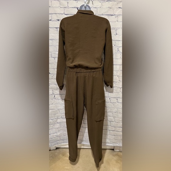 Lilly’s Kloset One Piece Flight Suit Long Sleeve Brown  Jumpsuit Romper S - Picture 5 of 9